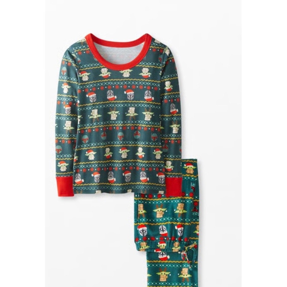 Hanna Andersson Star Wars Mandalorian Grogu Holiday Pajama Set Green L Unisex